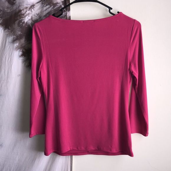 Carmen Marc Valvo Hot Pink 3/4 Sleeve Cut Out Top size Small - Picture 6 of 6